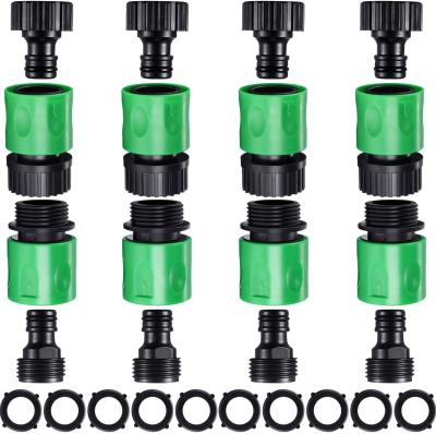 China Car Wash Pet Washing 16 Pieces Garden Hose Plug In Release Water Hose Ends Plastic Connectors 3/4 Inch GHT Male And Female Connectors 10 Ft for sale