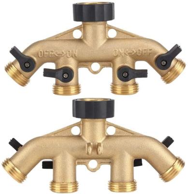 China Soft Handle Faucet Connector - 3/4 Inch 4 Way Brass Hose Spout Faucet Connectors For Garden Irrigation American Thread for sale