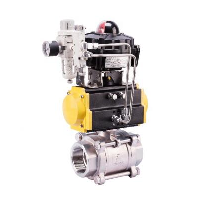 China CF8M General 1000 Meca 3 Piece Pneumatic Actuated Ball Valve With Pneumatic Actuator zu verkaufen