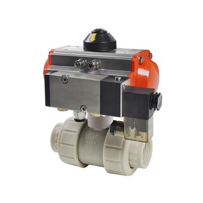 中国 General PVC 2 Ways Spring Resent Pneumatic Control Actuated Ball Valve With Actuator Air Solenoid Valve 販売のため