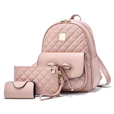 China Fashionable Luxury Custom Lady Anti-theft Backpack Small Waterproof Backpack 3pcs Set Purse For Girls Mini for sale