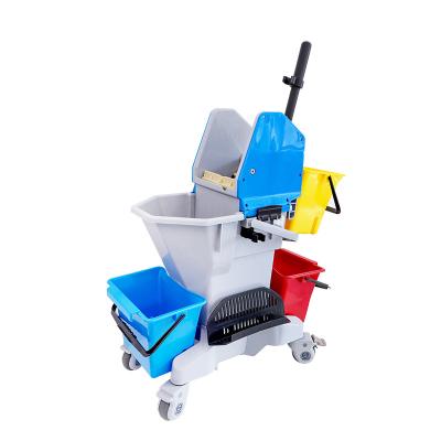 China Hotel ECG Cleaner Customized 25L Muti-Task Professional Plastic Mini Cleaning Round Mop Bucket Trolley for sale