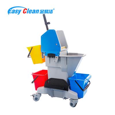 China Hotel Cleaner High Quality Double ECG Wash Buckets Mopping Trolley Cleaning Janitor Trolley For Kentucky Mop Cleaning for sale