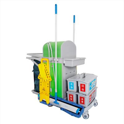 China Cheap wholesale plastic cleaning trolley hotel trolley ECG pp wheel barrows for hospital cleaning or construction cleanings for sale