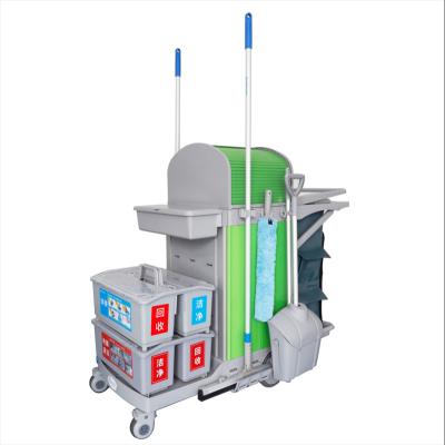 China Hotel ECG Customized Commercial Universal Plastic Down Double Press Wringer Bucket Cleaning Trolley Trolley for sale