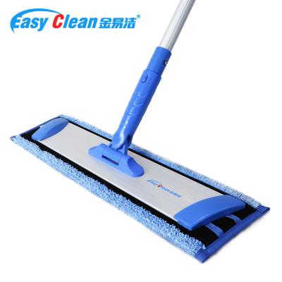 China Industrial Sustainable ECG Tools Hospital Hotel Wet Flat Mop With Aluminum Pole Reusable Microfiber Covers for sale