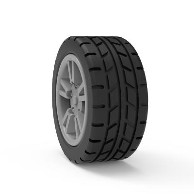 China Car Toy Accessories Wheel Simulation Alloy Wheel 1.6CM Rubber Tire for sale