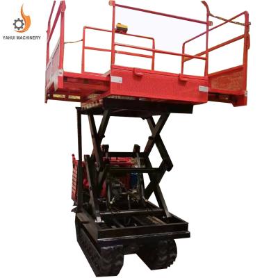 China Building Material Shops Goods Lift Hydraulic Cargo Lift Warehouse Freight Scissor Lift Platform Tracked Carrier for sale