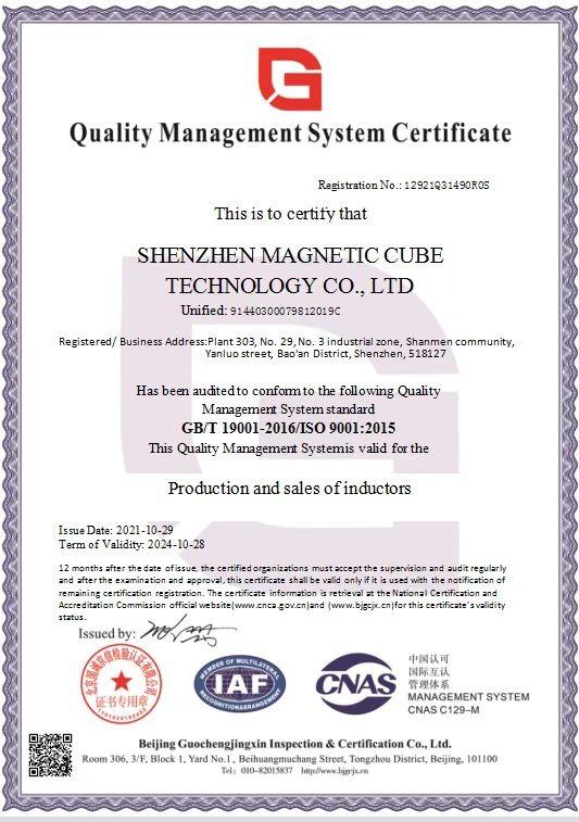 ISO9001 - Shenzhen Magnetic Cube Technology Co., Ltd.