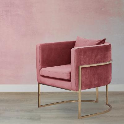 China Nordic Style Rose Gold Cool Pink Velvet Modular Cushion Accent Chair For Living Room for sale