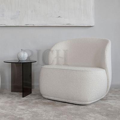 China Modular White Faux Lambwool Sofa Chair Casual Shearling Teddy Loop Sheepskin Upholstered Loop Nordic Accent Chair for sale