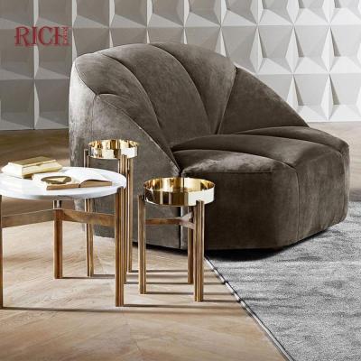 China Soft Home Furniture Velvet Armchair Upholstery Living Room Accent Single Armchair Fabric Lightweight Luxury Lazy Sofa Chair for sale