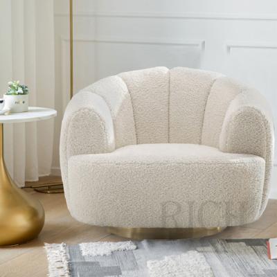 China White Swivel Luxury Hotel Living Room Armchair Small For Bedroom Modern Swivel Teddy Chair Easy Nordic Fabric Teddy Sofa Waiting Chair for sale