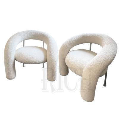 China Tube Armchair Sessel Tube Chair Single Seat Sofa Armchair Luxury Hotel Fabric Decorative Casual White Elegant Upholstered Teddy Armchair for sale