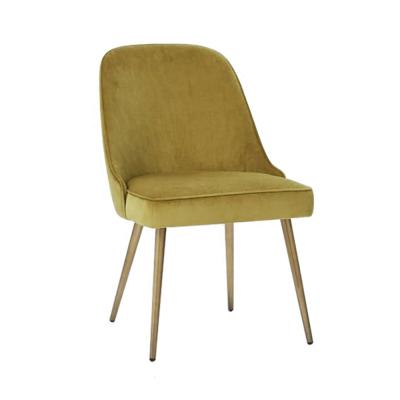 China Soft Dining Used Metal Legs Gold Velvet Chair Without Armrest for sale