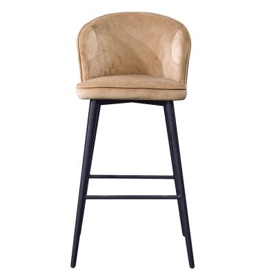 China Contemporary Modern High Cheap Velvet Bar Stool With Metal Legs Black Bar Chair for sale