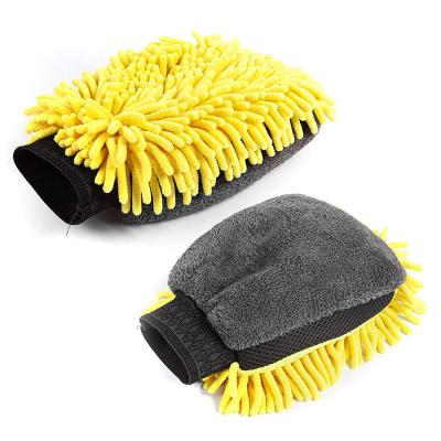 China Super Absorbent Manufacturer car wash  microfiber cleaning mitt chenille glove for sale