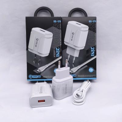 China Wholesale Mobile Phone Cell Phone Chargers 1USB Wall Charger for iphone 12 pro Max Charger with V8 Cable for sale