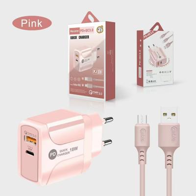 China Mobile Phone Travel Adapter Butterfly Macaron Color PD+USB Charger Type-C 12W Usb Wall Charger For OPPO For iPhone 12 for sale