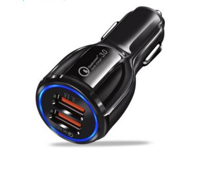 China Good Quality QC3.0 Fast Mini Car Mobile Phone Charger 12V Smart Car Phone Charging Dual Port Car Charger for sale