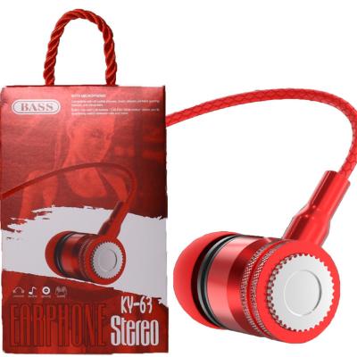 China Universal KY 63 1.2M 3.5mm Perfect Plug Best Sound Earphone With Mic Wired Earphone Headphone for sale