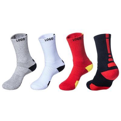 China Low MOQ Men's Running Recycling Sportswear Custom Made Breathable Terry Sports Socks OEM Elite Crew Basketball Socks for sale