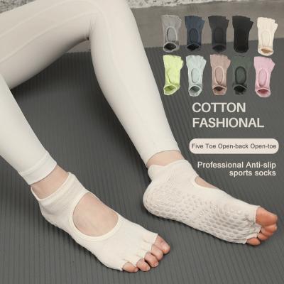 China Breathable Custom Yoga Socks Non Slip Ankle Running Grip Open-Toe Pilates Gym Custom Socks for sale