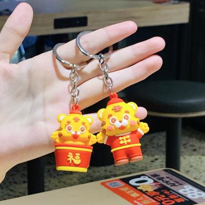 China Tiger Girl Cuteresin Zodiac Tiger Year Small Gift Key Chain Keychains Cute Cartoon Party Resin PVC Pendant for sale