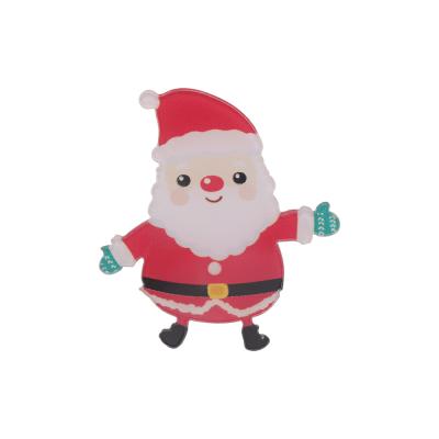 China Santa Claus Acrylic Brooch Ornament Pins Girl Promotion Gift Acrylic Badges Christmas Gift Cartoon Badge for sale