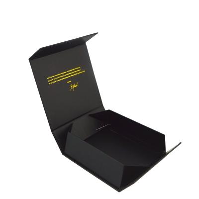 China Elegant Handmade Black Christmas Color Print Folding Magnet Cardboard Custom Gift Box With Logo for sale