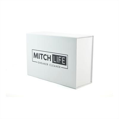 China Recycled Materials Custom White Box With Black Logo Cardboard Packaging Clothes Magnetic Gift Paper Box for sale