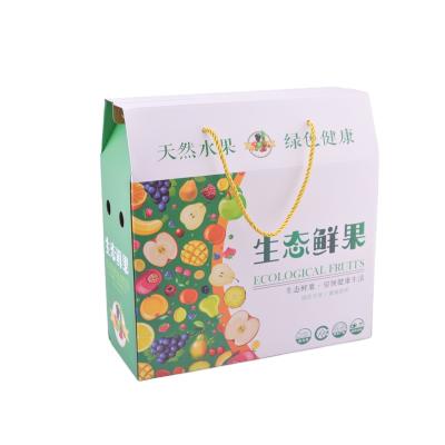 China Recycled Cheap Foldable Materials Price Color Printing Cardboard Box Fruit Corrugated Shipping Packaging Box Box With Handle for sale