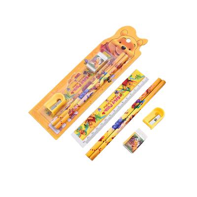 China 4 in 1 kids stationery sharpener with wooden eraser pencil ZX-030041 for sale