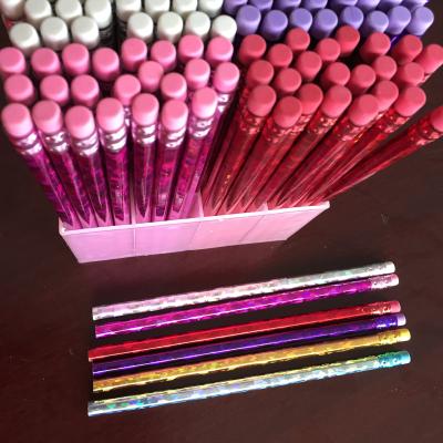 China office & School Pencil 6pcs Coloring Foil HB Pencils In PVC Box Packing for sale