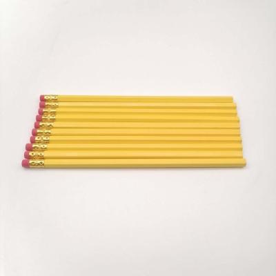 China 2.0 HB round yellow pencil with eraser for sale