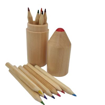 China Promotional Colored Mini Nature Wooden Pencil Bulk Nature Color Wooden Pencil Set In Wooden Tube for sale