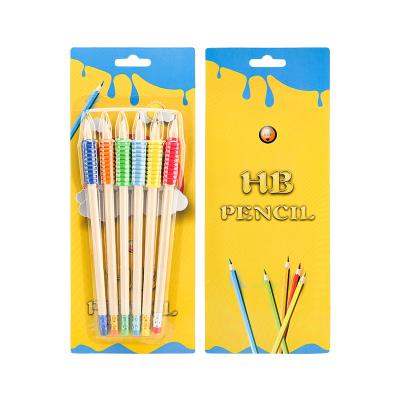 China office & School Pencil HB Pencil With EVA Handle 6pcs Blister Packing Set for sale