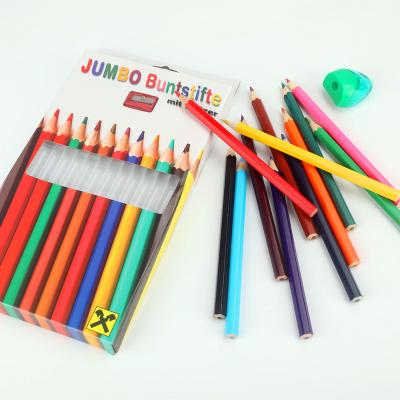 China 12 jumbo colored pencils set with sharpener round for sale