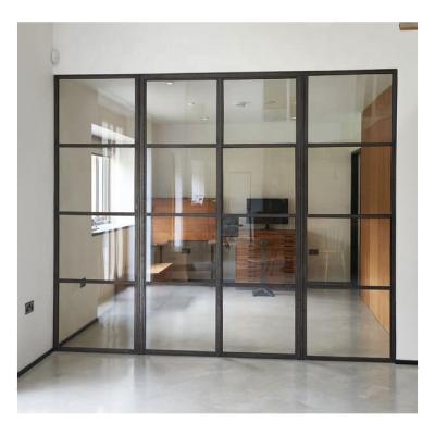 China Hot Sale Classic Wrought Iron Glass Swing Iron Glass Door Interior Glass Door for sale