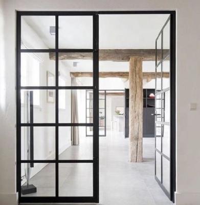 China Swing Iron Style Single Glass Door Commercial Iron Glass Door Sale for sale