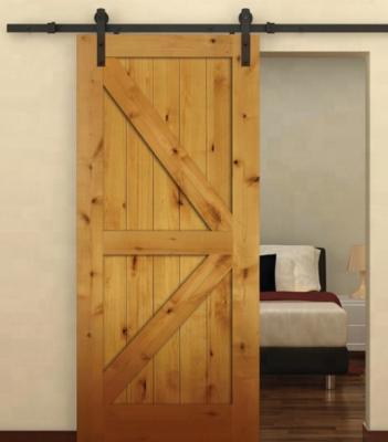 China Hotian Door Track Modern Paint Surface Skin Hanging Heavy Duty Sliding Barn Doors With Track for sale