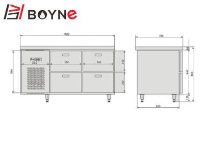 China refrigerador de abastecimento comercial de 285W Undercounter, congelador de refrigerador industrial da prateleira ajustável de 4 gavetas à venda