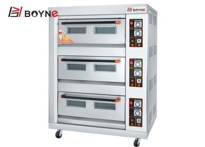 China Kommerzielles dauerhaftes Edelstahl-Gas-Oven Three Deck Six Trays-Brot Oven For Cake Shop zu verkaufen