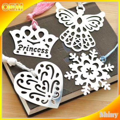 China Etched Steel Metal Christmas Ornaments Personalized , Custom Metal Bookmarks for sale