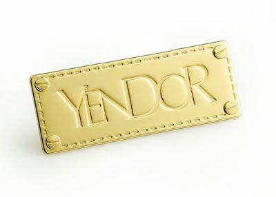 China Wallet Logo Plate Metal Handbag Hardware Engraved Shiny Gold Decorative for sale