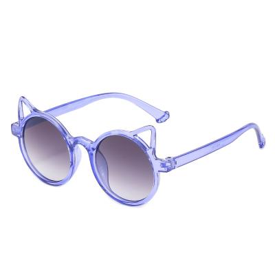 China New Cat Ear Shape Frame Sunglasses Vintage Cute Trendy Jelly Colors Fashion 2021 Girls Kids Glass Sun Glasses For Decoration Protection for sale