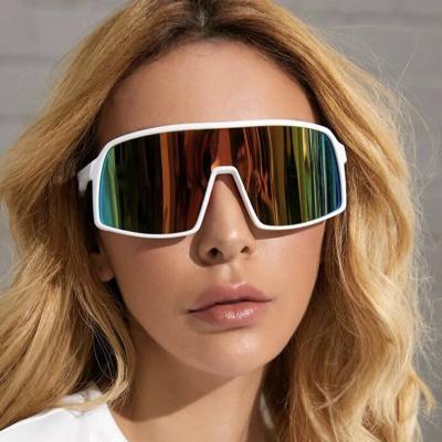 China Outdoor Sports Sunglasses Eye Protection New Shiny One Piece Glass Bike Sunglasses Polarize Glass Sports Cycling Sunglasses For Women Men for sale