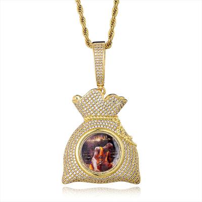 China Hiphop Customized Jewelry Low MOQ High Quality Crystal Pendant Charm Photo Necklace Sublimation Necklace for sale