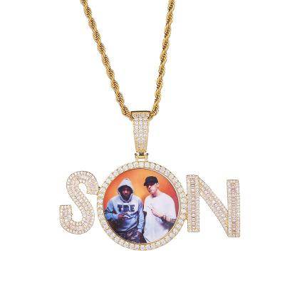 China Hot Selling Hiphop Personalized Gold Silver Memory Lockets Picture Hip Hop Pendant Diamond Photo Necklace Custom Jewelry for sale