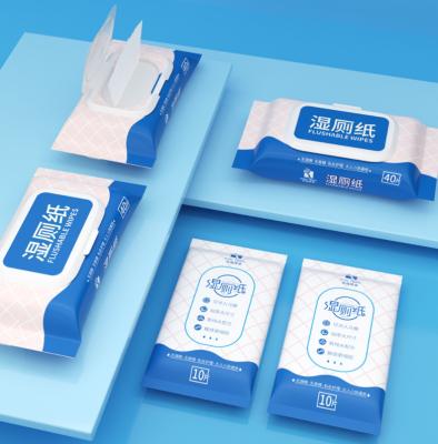 China High Quality Flushable And Biodegradable Wet Cleaning Wipes Household Disposable Toilet Wipes for sale